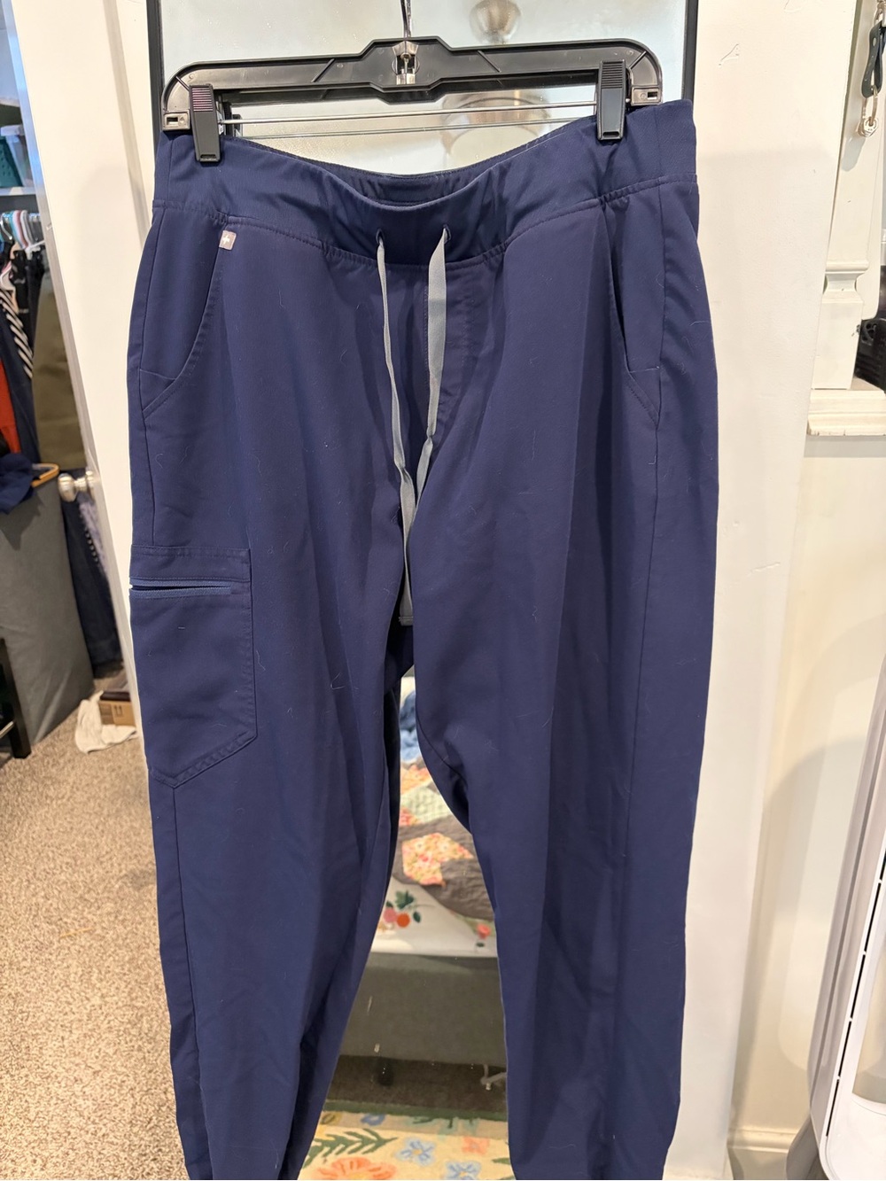 Figs Navy Blue Track Joggers with Drawstring